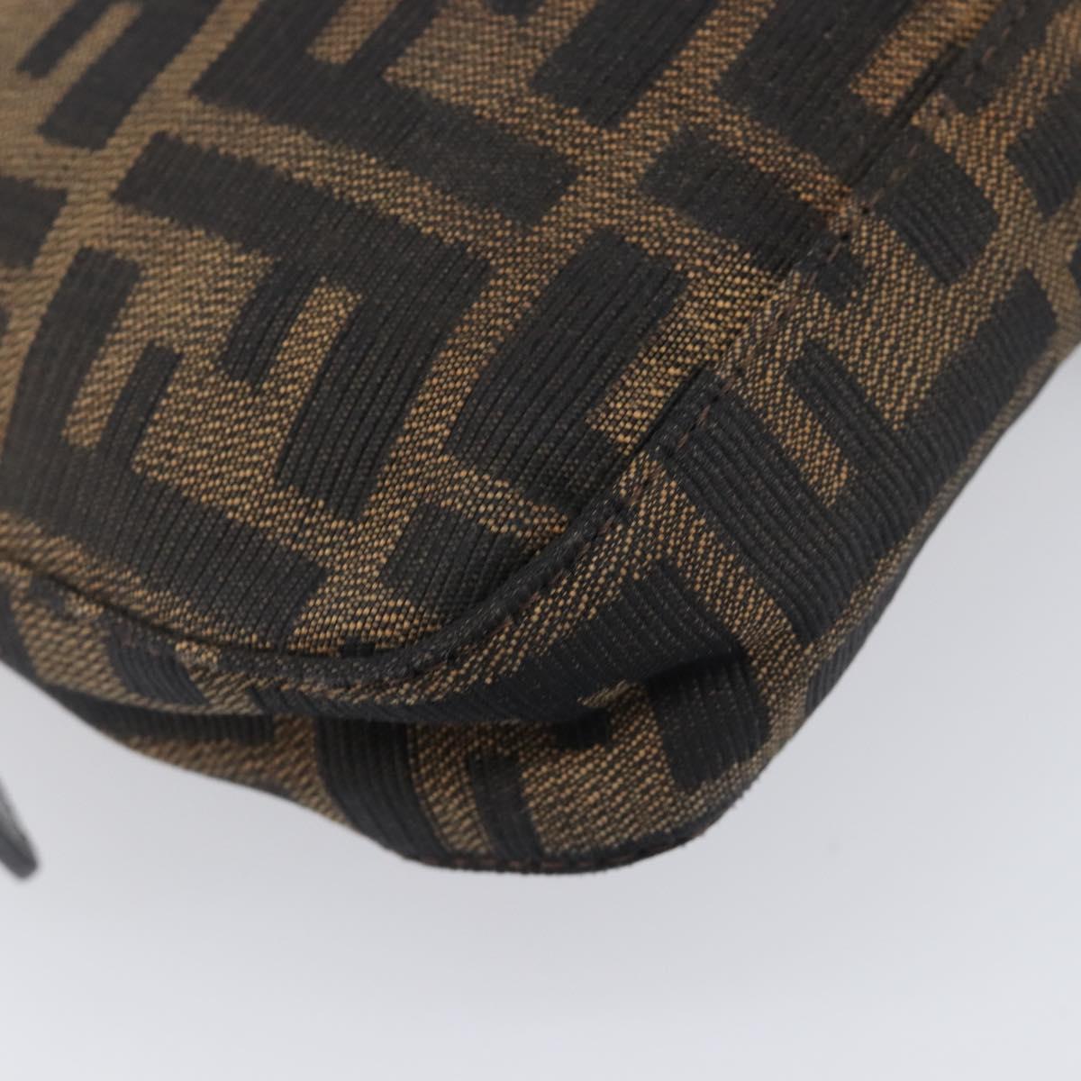 FENDI Zucca Canvas Mamma Baguette Shoulder Bag Black Brown 26424 Auth BA15836V