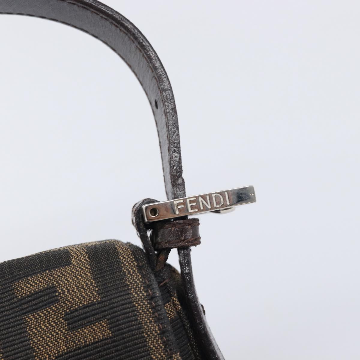 FENDI Zucca Canvas Mamma Baguette Shoulder Bag Black Brown 26424 Auth BA15836V