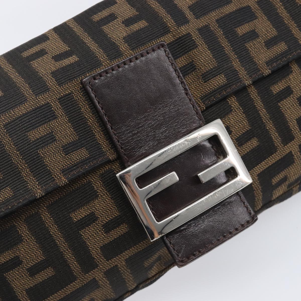 FENDI Zucca Canvas Mamma Baguette Shoulder Bag Black Brown 26424 Auth BA15836V