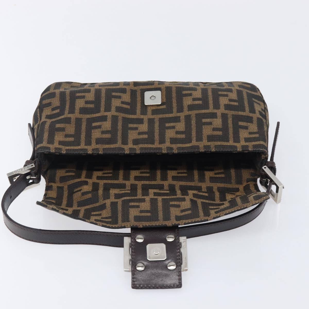 FENDI Zucca Canvas Mamma Baguette Shoulder Bag Black Brown 26424 Auth BA15836V