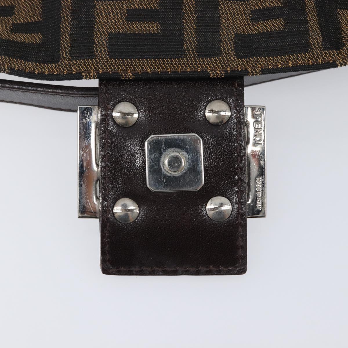 FENDI Zucca Canvas Mamma Baguette Shoulder Bag Black Brown 26424 Auth BA15836V