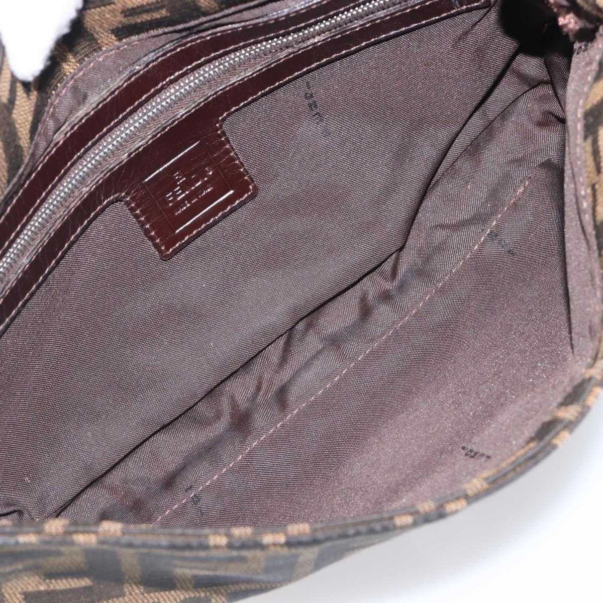 FENDI Zucca Canvas Mamma Baguette Shoulder Bag Black Brown 26424 Auth BA15836V
