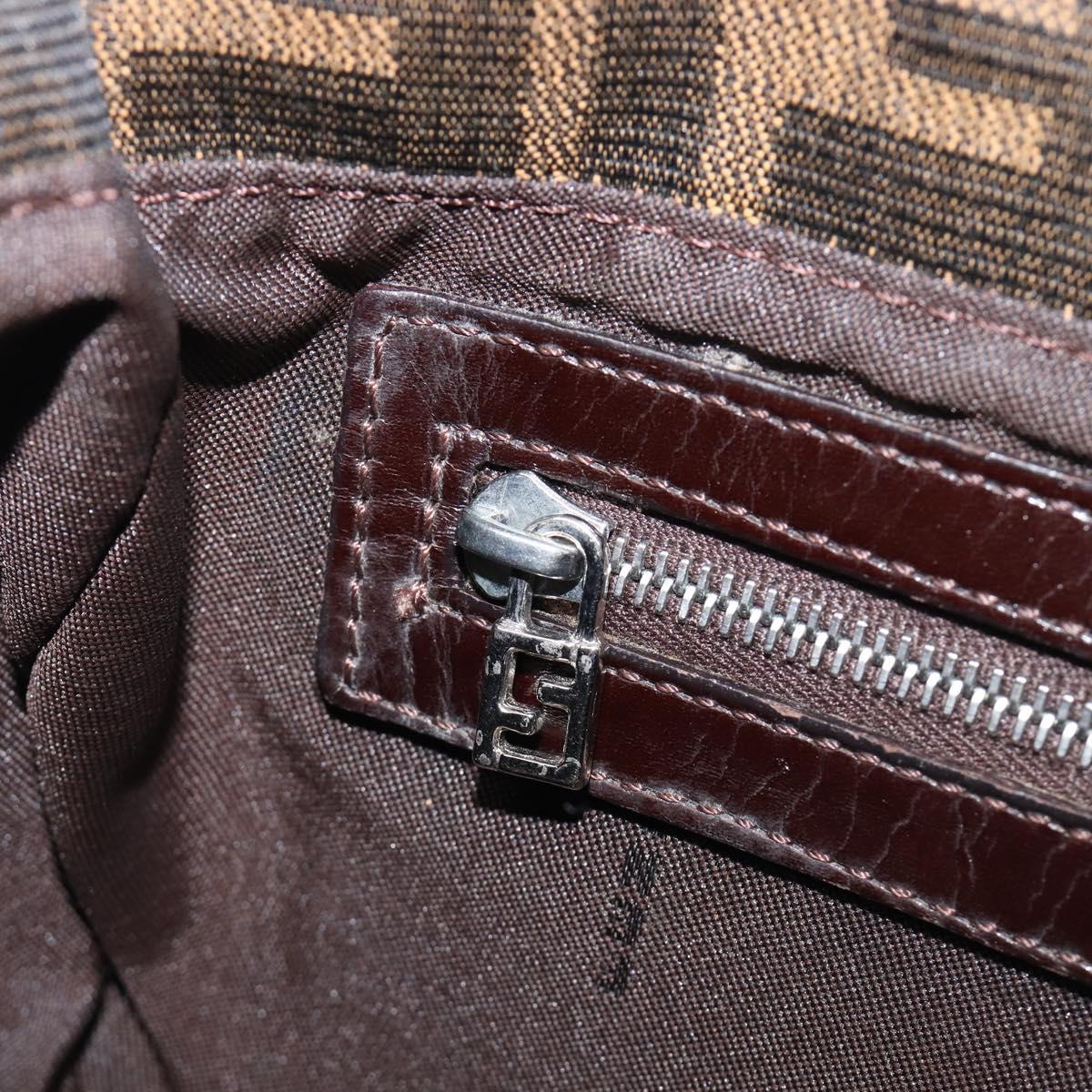 FENDI Zucca Canvas Mamma Baguette Shoulder Bag Black Brown 26424 Auth BA15836V