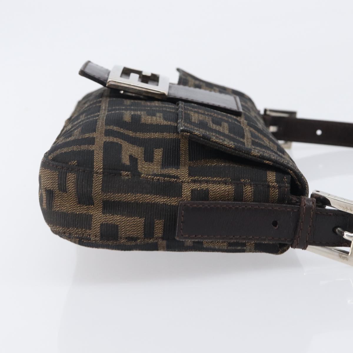 FENDI Zucca Canvas Mamma Baguette Shoulder Bag Black Brown 26424 Auth BA15836V