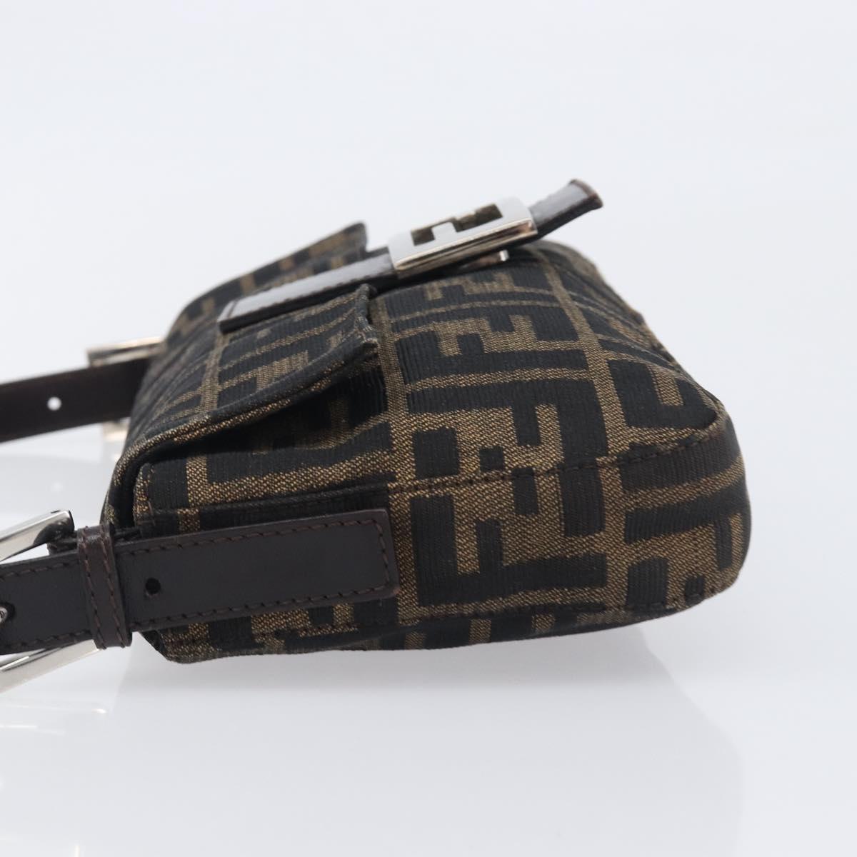 FENDI Zucca Canvas Mamma Baguette Shoulder Bag Black Brown 26424 Auth BA15836V