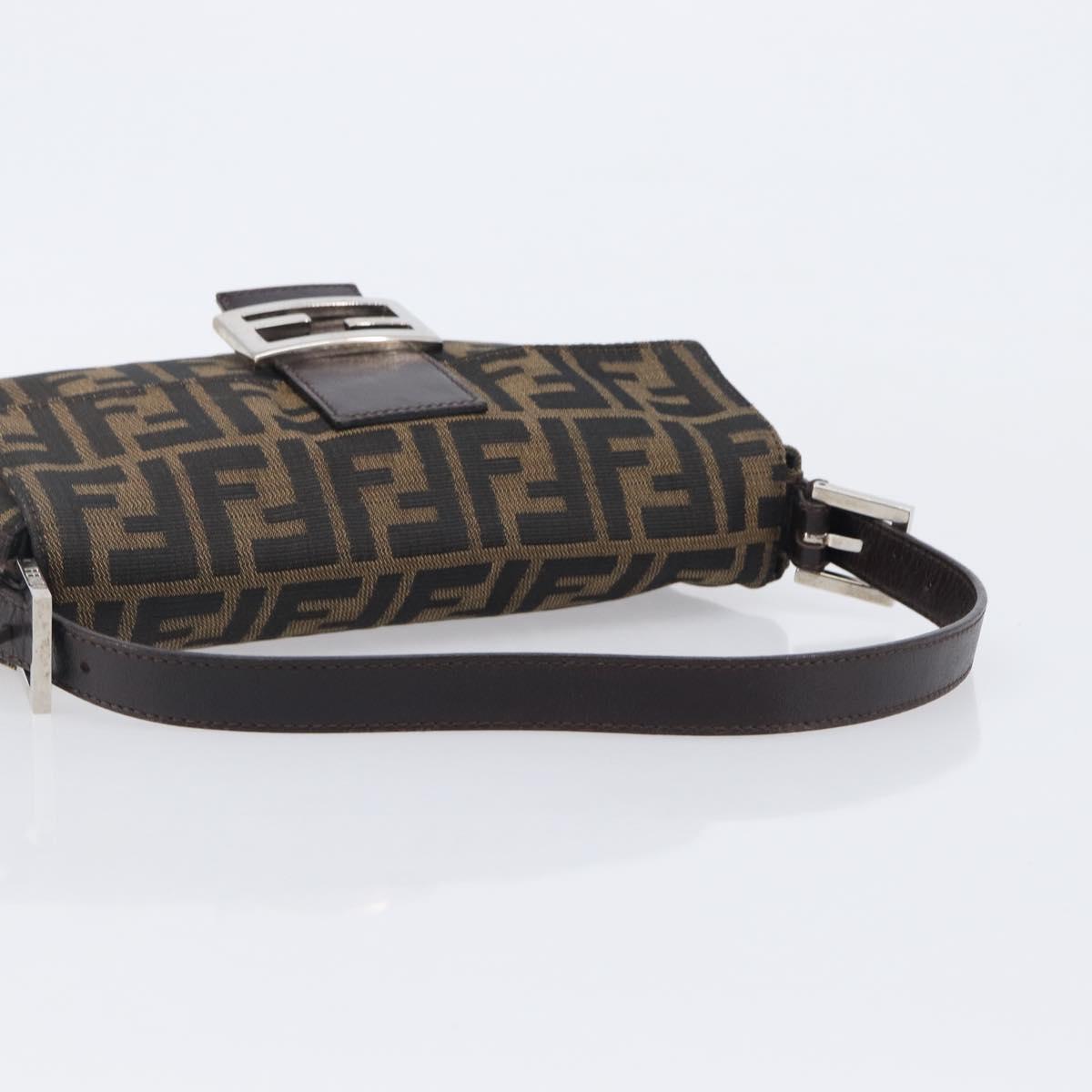 FENDI Zucca Canvas Mamma Baguette Shoulder Bag Black Brown 26424 Auth BA15836V