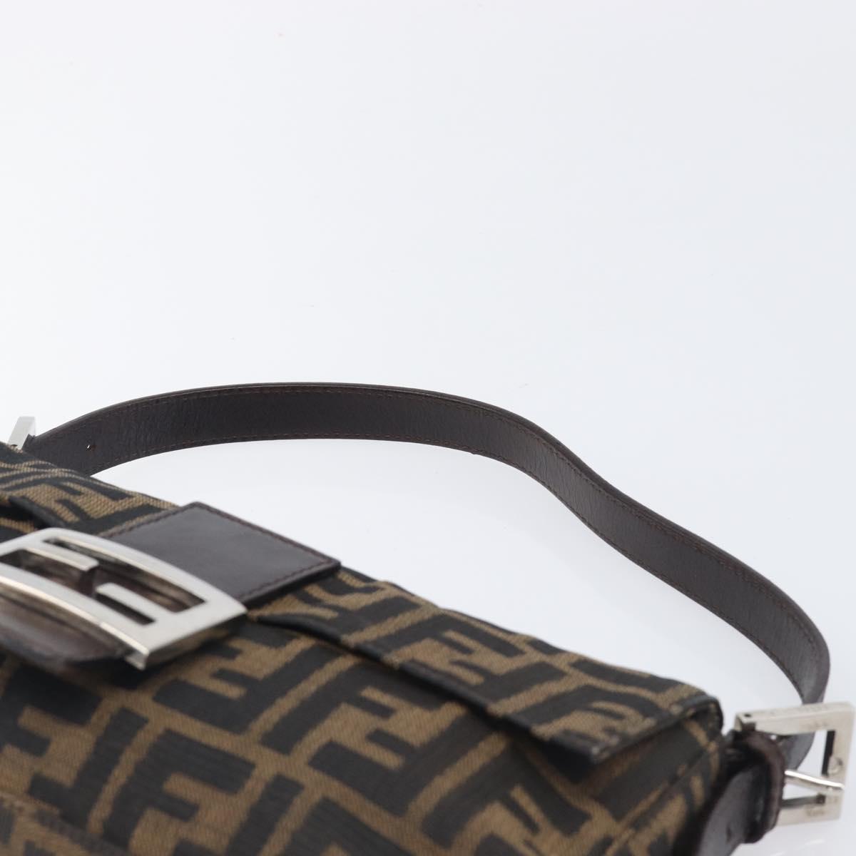 FENDI Zucca Canvas Mamma Baguette Shoulder Bag Black Brown 26424 Auth BA15836V