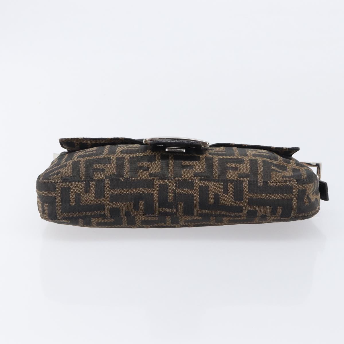 FENDI Zucca Canvas Mamma Baguette Shoulder Bag Black Brown 26424 Auth BA15836V