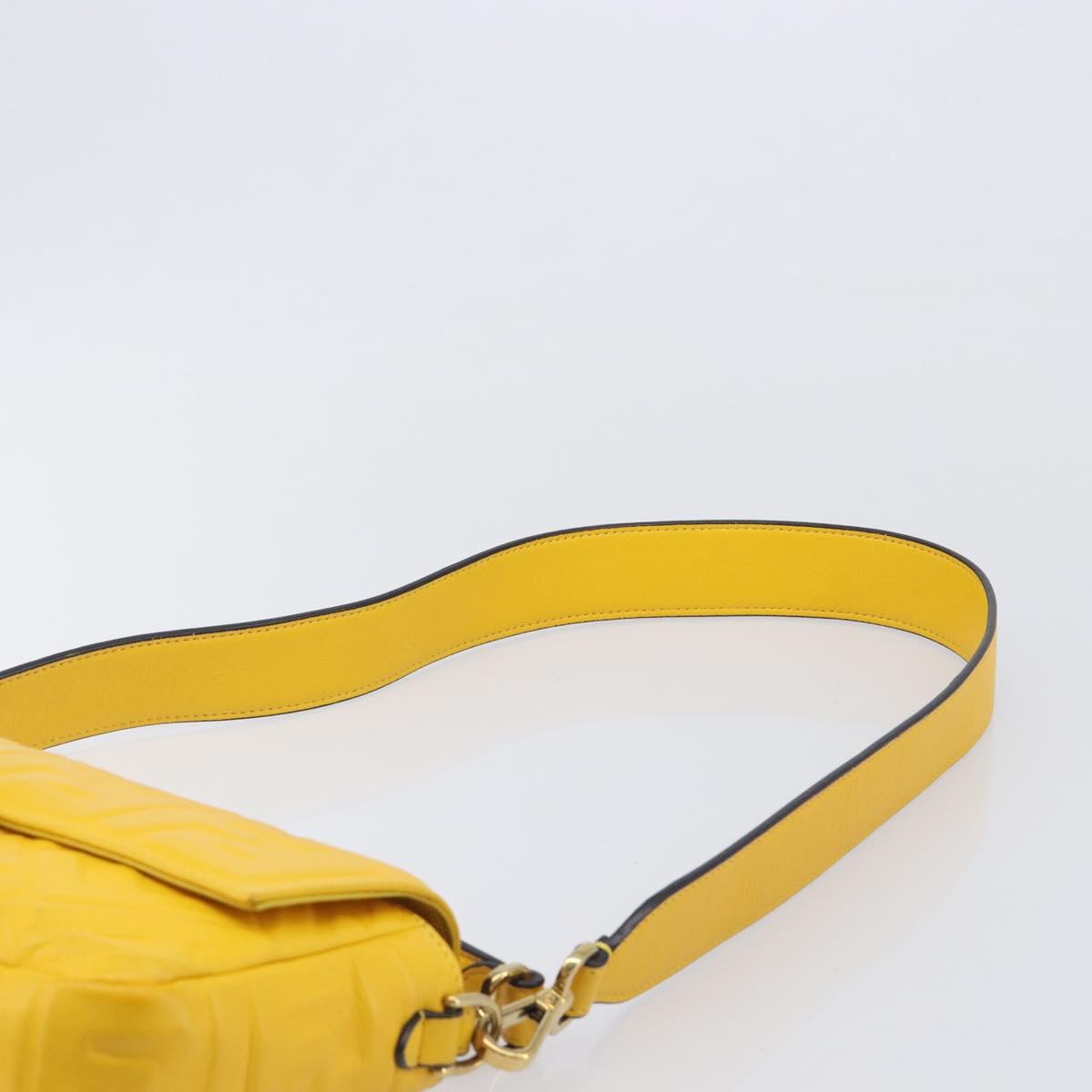 FENDI Zucca Canvas Mamma Baguette Bag Leather 2way Yellow 8BR600 Auth BA15839V