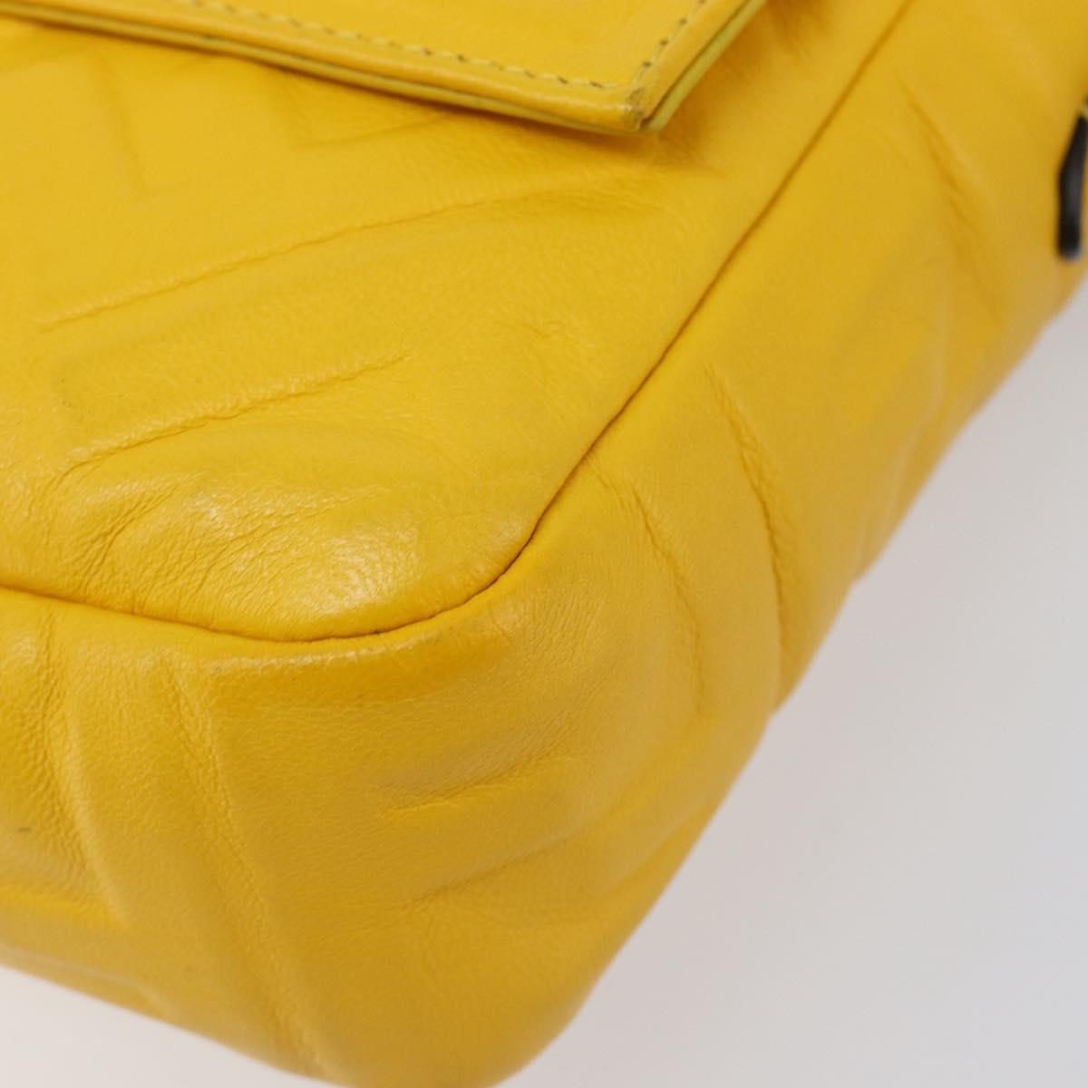 FENDI Zucca Canvas Mamma Baguette Bag Leather 2way Yellow 8BR600 Auth BA15839V