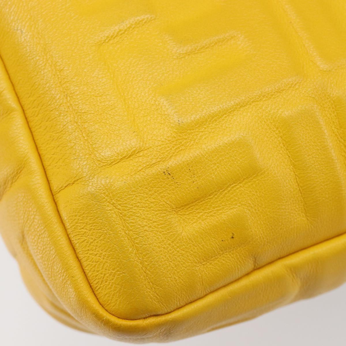 FENDI Zucca Canvas Mamma Baguette Bag Leather 2way Yellow 8BR600 Auth BA15839V