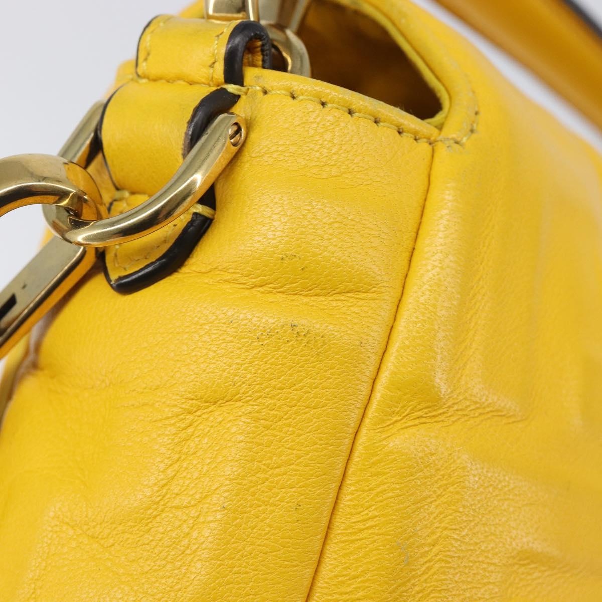 FENDI Zucca Canvas Mamma Baguette Bag Leather 2way Yellow 8BR600 Auth BA15839V