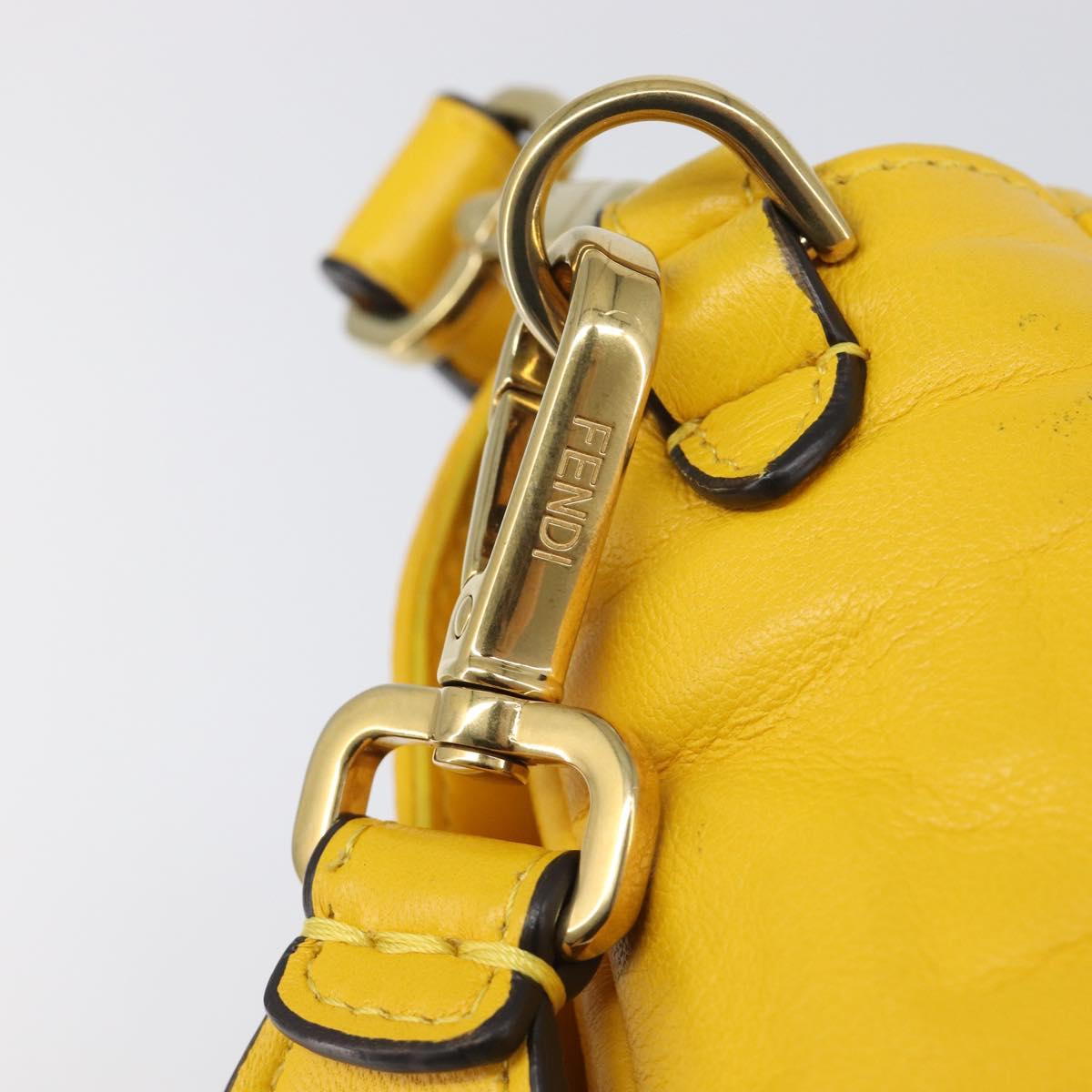 FENDI Zucca Canvas Mamma Baguette Bag Leather 2way Yellow 8BR600 Auth BA15839V