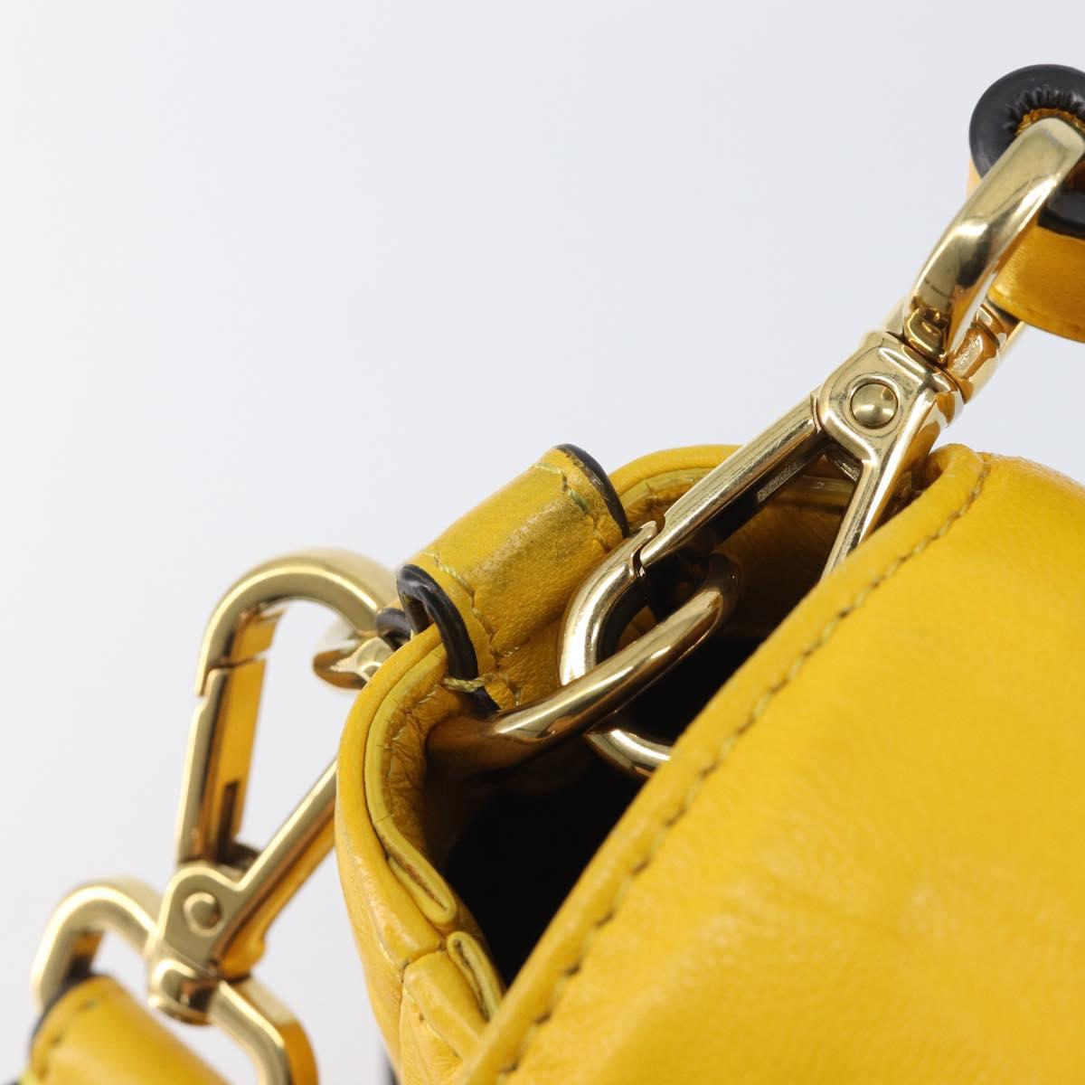 FENDI Zucca Canvas Mamma Baguette Bag Leather 2way Yellow 8BR600 Auth BA15839V