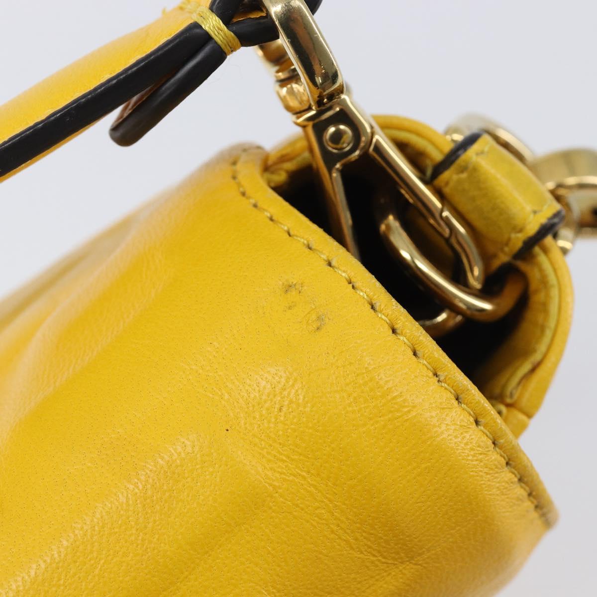 FENDI Zucca Canvas Mamma Baguette Bag Leather 2way Yellow 8BR600 Auth BA15839V