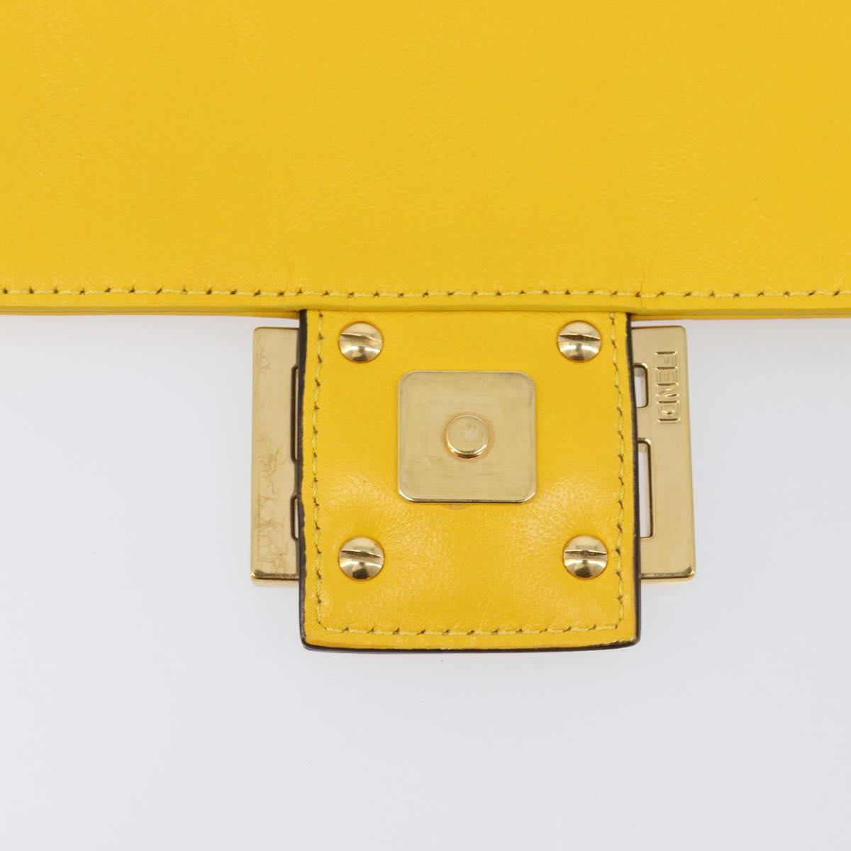 FENDI Zucca Canvas Mamma Baguette Bag Leather 2way Yellow 8BR600 Auth BA15839V