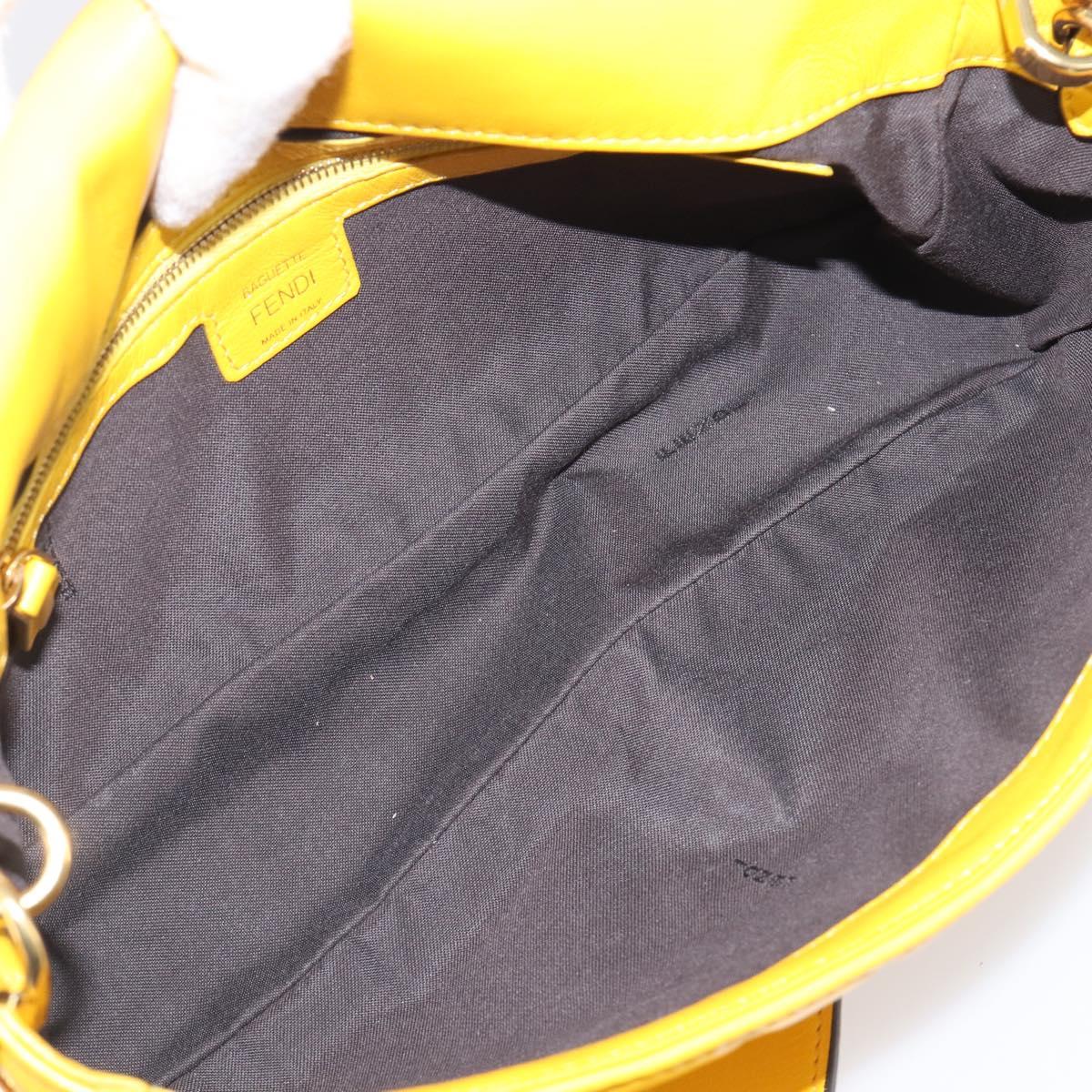FENDI Zucca Canvas Mamma Baguette Bag Leather 2way Yellow 8BR600 Auth BA15839V