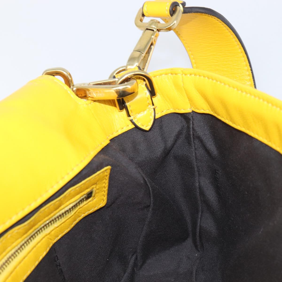 FENDI Zucca Canvas Mamma Baguette Bag Leather 2way Yellow 8BR600 Auth BA15839V
