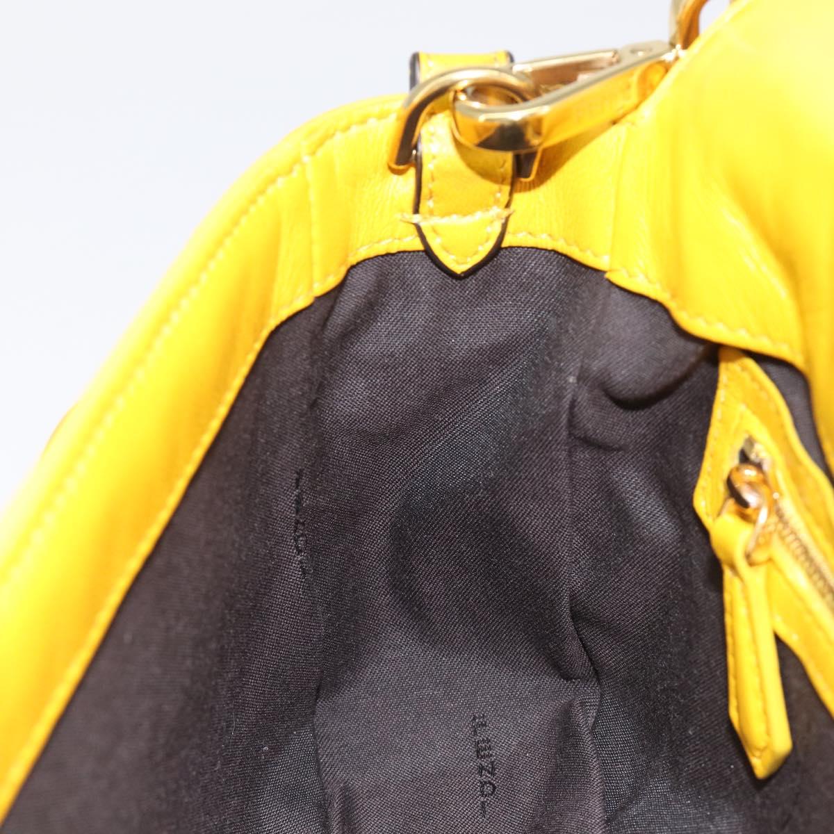 FENDI Zucca Canvas Mamma Baguette Bag Leather 2way Yellow 8BR600 Auth BA15839V