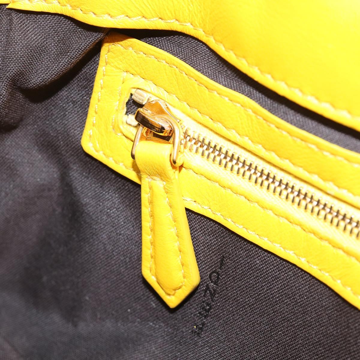 FENDI Zucca Canvas Mamma Baguette Bag Leather 2way Yellow 8BR600 Auth BA15839V