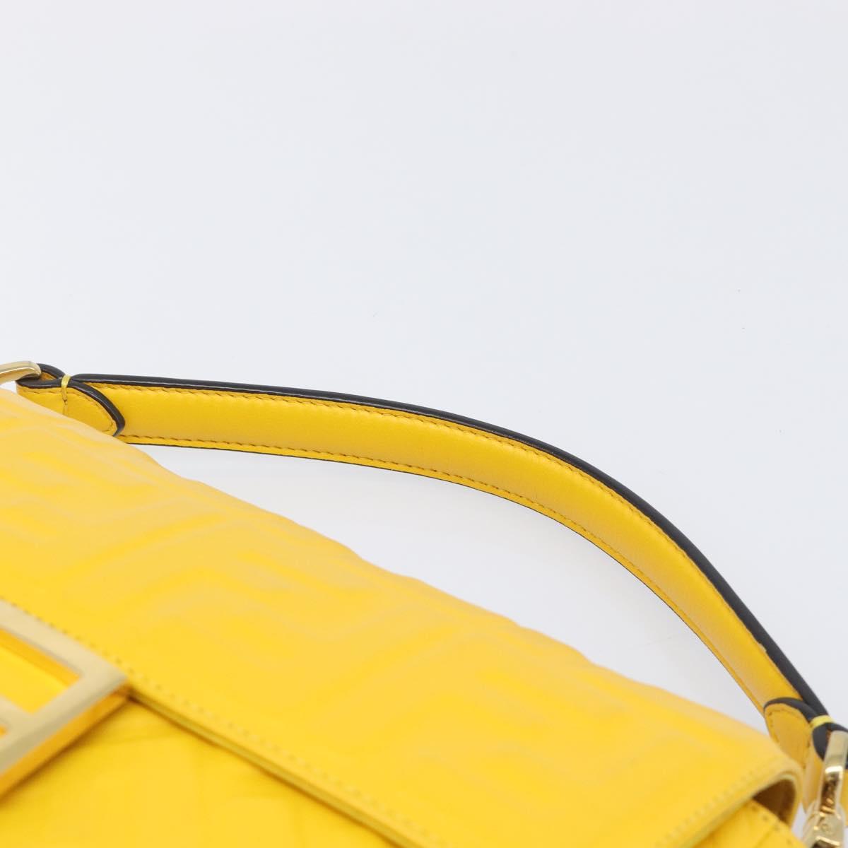 FENDI Zucca Canvas Mamma Baguette Bag Leather 2way Yellow 8BR600 Auth BA15839V