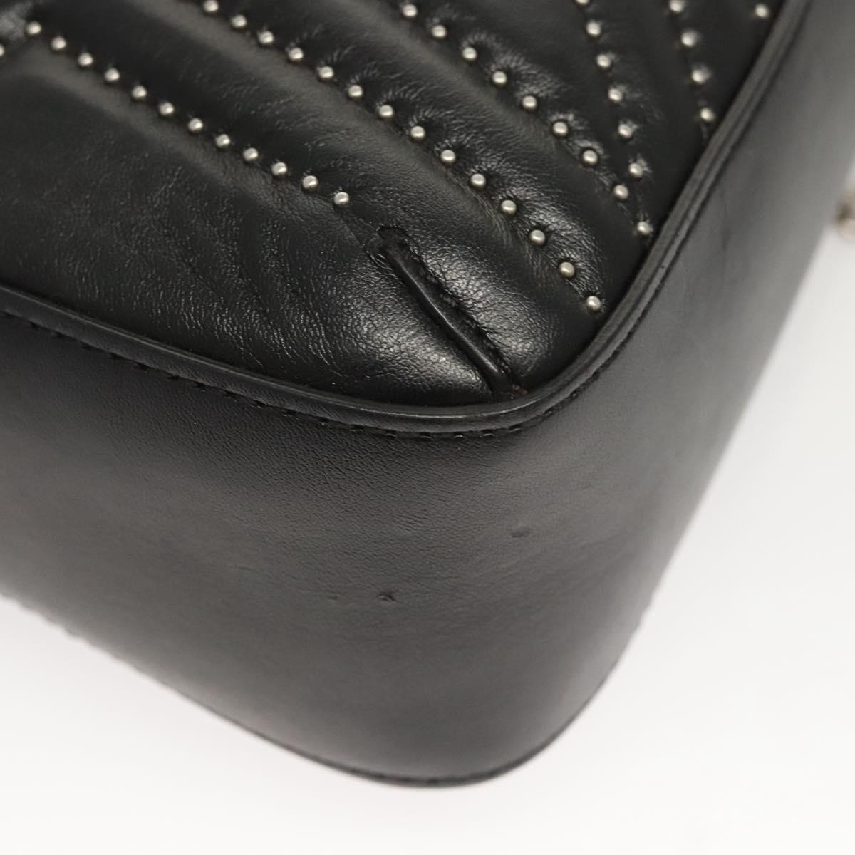 Stella MacCartney Star Chain Shoulder Bag Leather Black Silver Auth BA1584