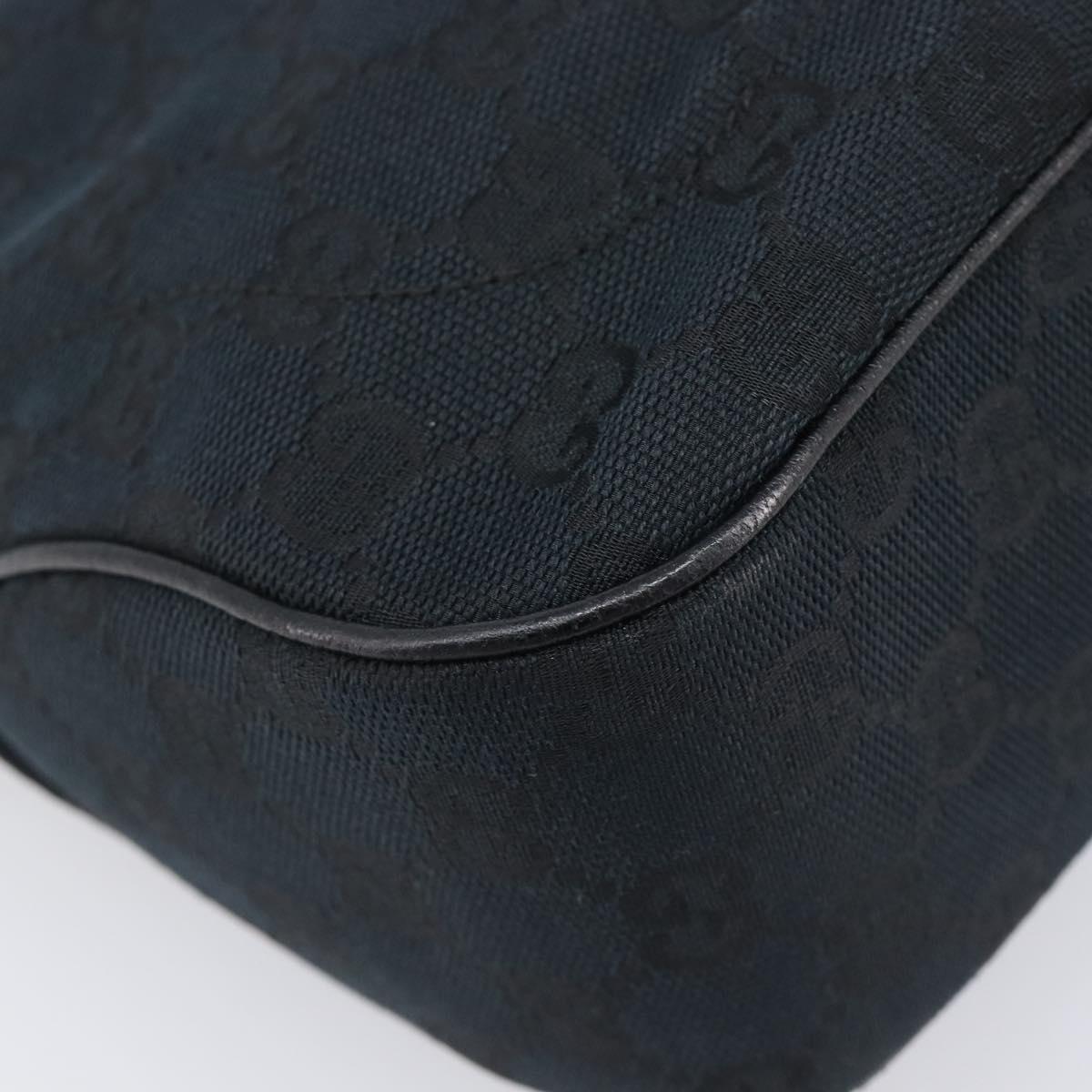GUCCI GG Canvas Jackie Hand Bag Black Gold 145817 Auth BA15843V