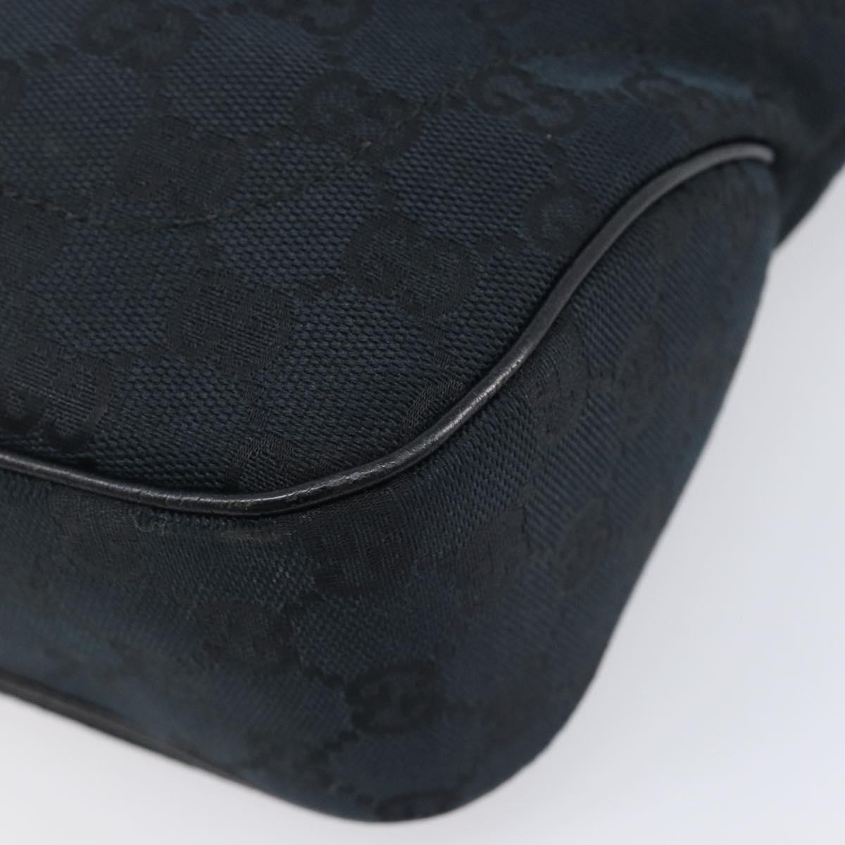 GUCCI GG Canvas Jackie Hand Bag Black Gold 145817 Auth BA15843V