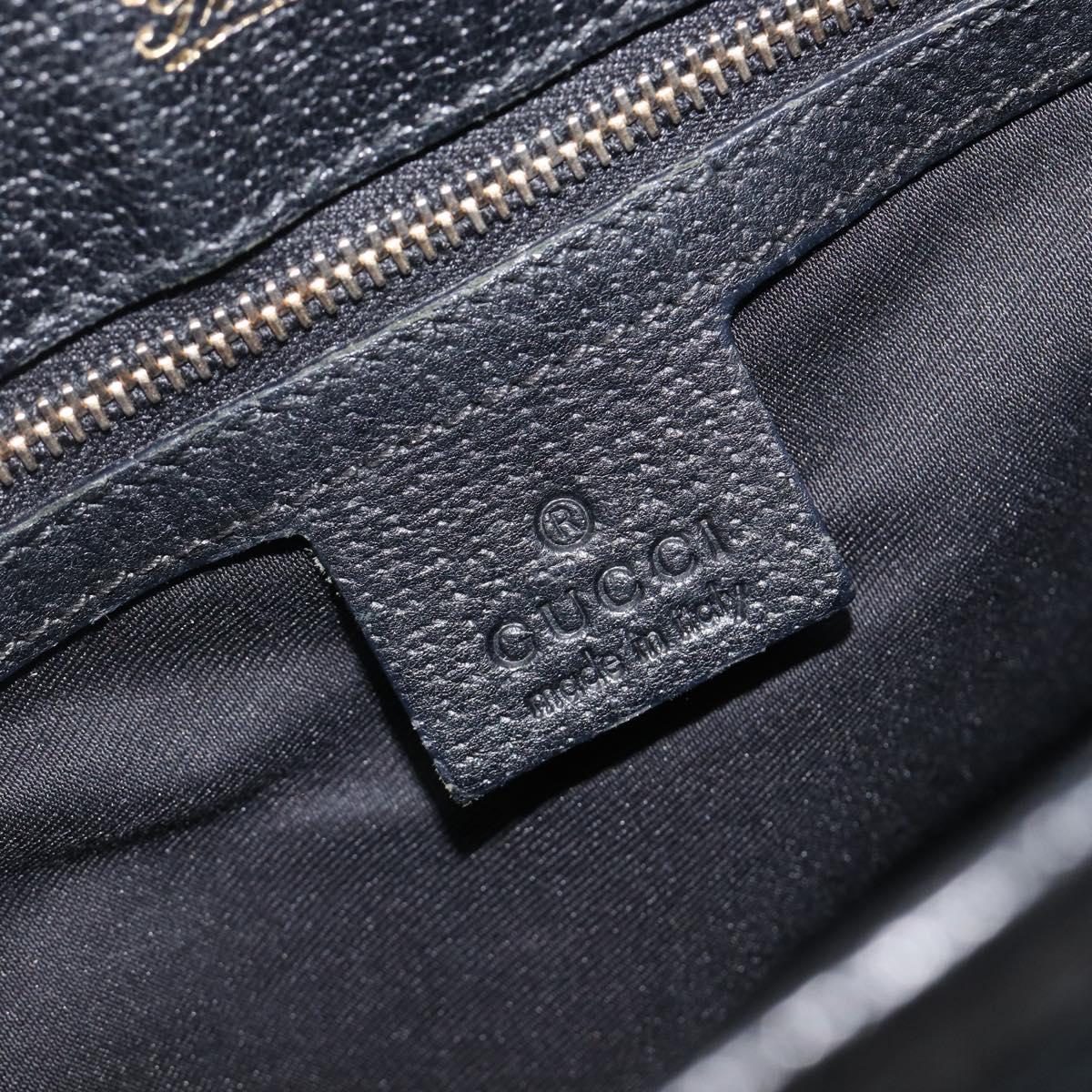 GUCCI GG Canvas Jackie Hand Bag Black Gold 145817 Auth BA15843V