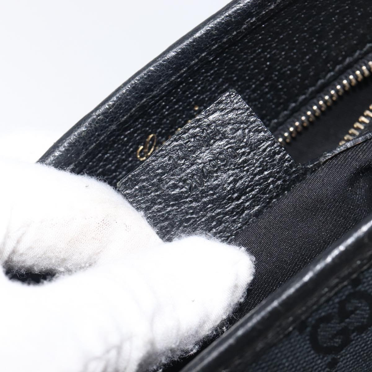 GUCCI GG Canvas Jackie Hand Bag Black Gold 145817 Auth BA15843V