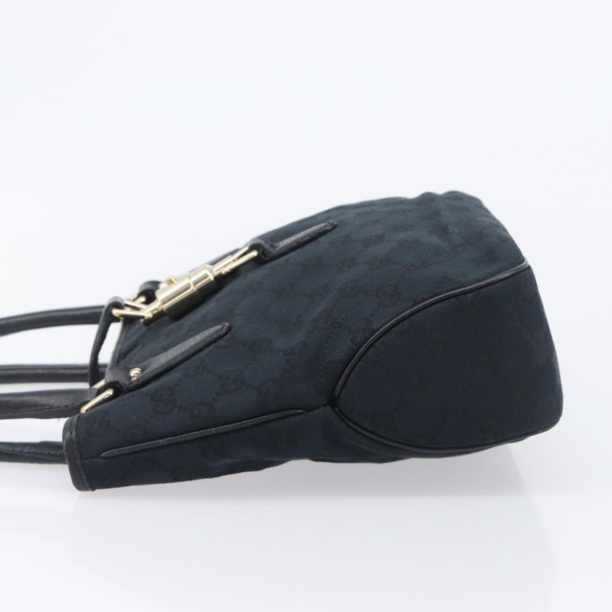 GUCCI GG Canvas Jackie Hand Bag Black Gold 145817 Auth BA15843V