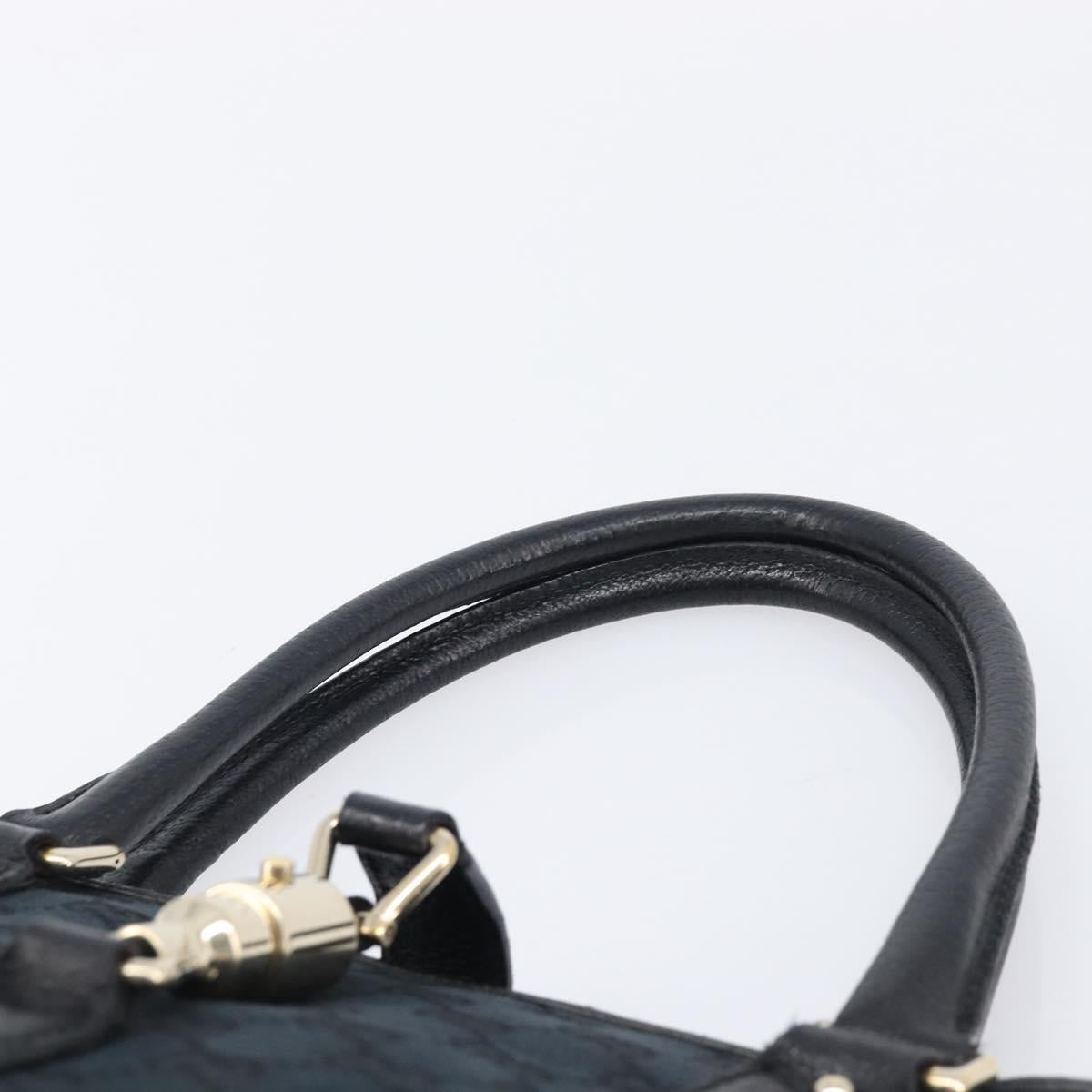GUCCI GG Canvas Jackie Hand Bag Black Gold 145817 Auth BA15843V