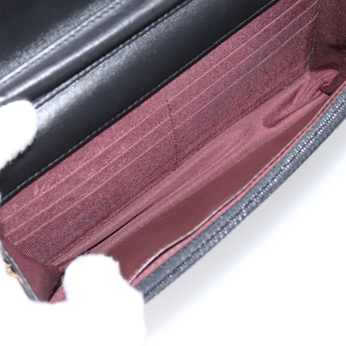 CHANEL Matelasse Chain Shoulder Wallet Lamb Skin Black Gold CC Auth BA15844SAM
