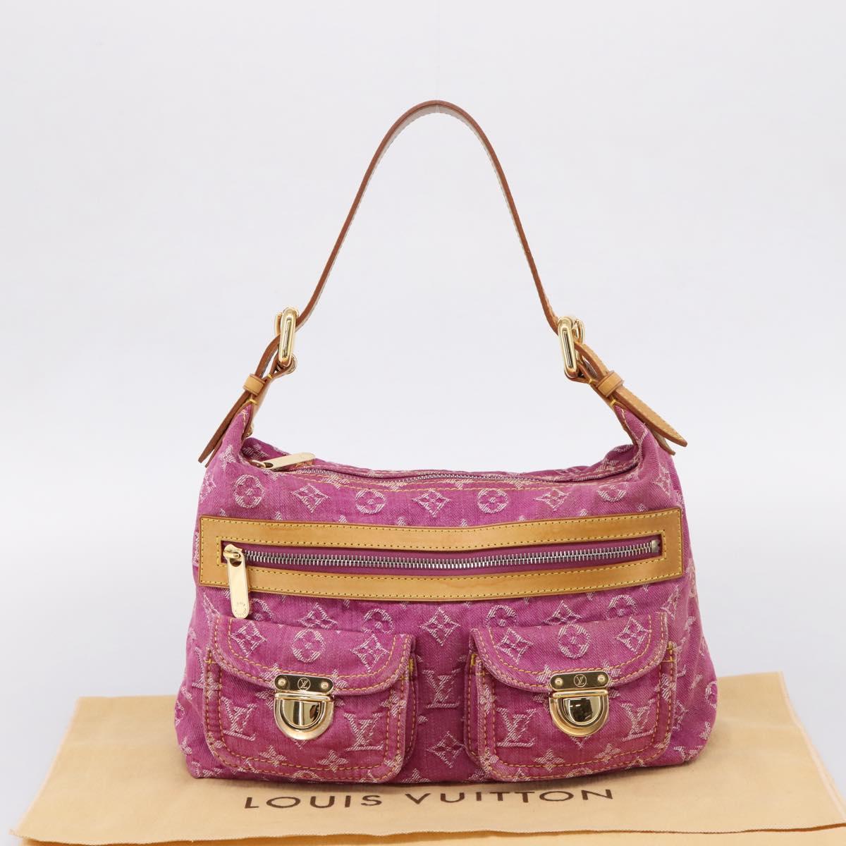 LOUIS VUITTON Monogram Denim Buggy PM Bag Fuchsia pink M95212 LV Auth BA15845SAV