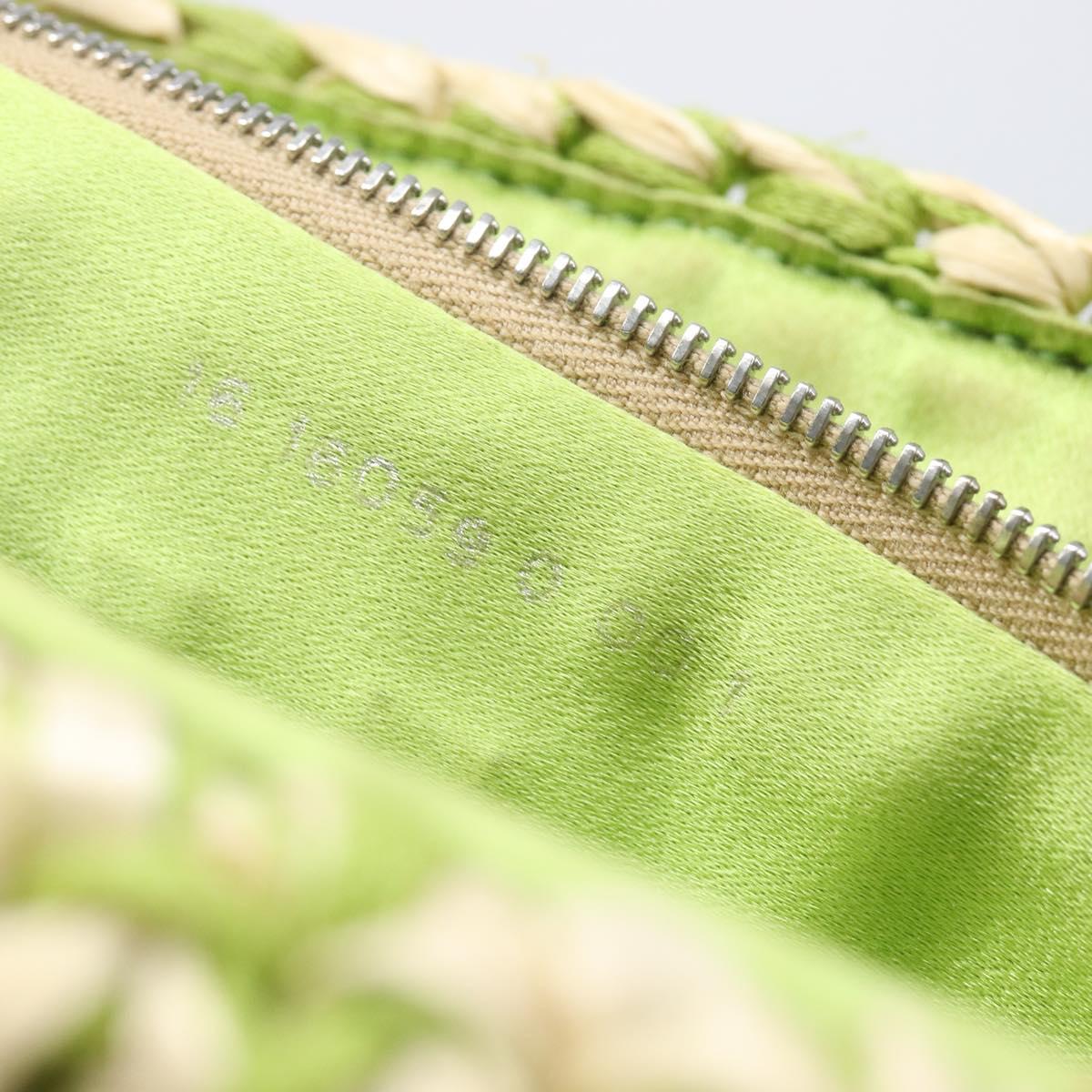 FENDI Mamma Baguette Shoulder Bag straw Green Silver Auth BA15846SAV