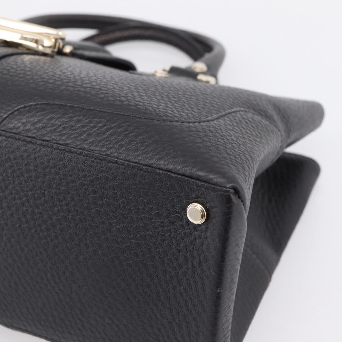 GUCCI Hand Bag Leather Black Gold 131325 Auth BA15848V