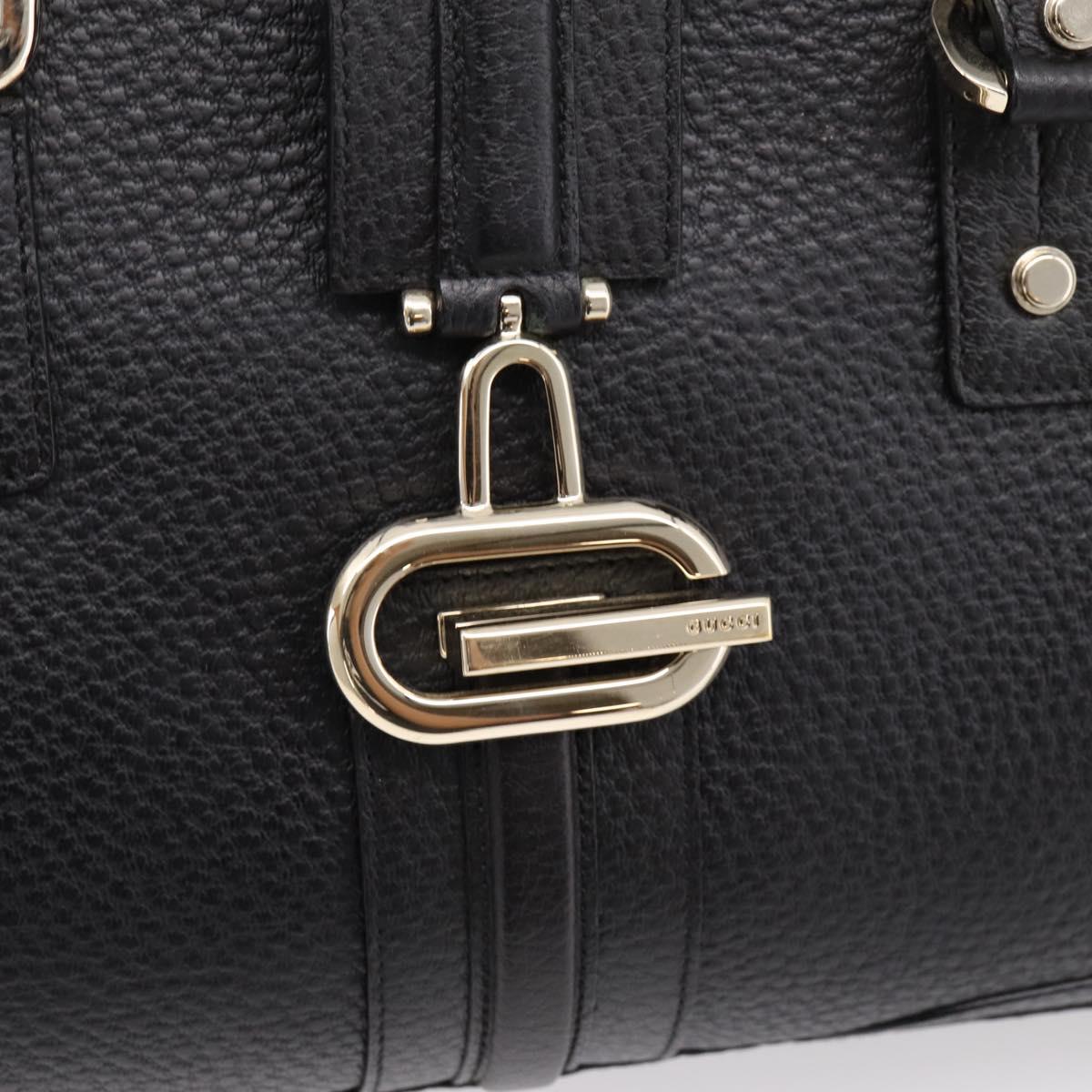 GUCCI Hand Bag Leather Black Gold 131325 Auth BA15848V