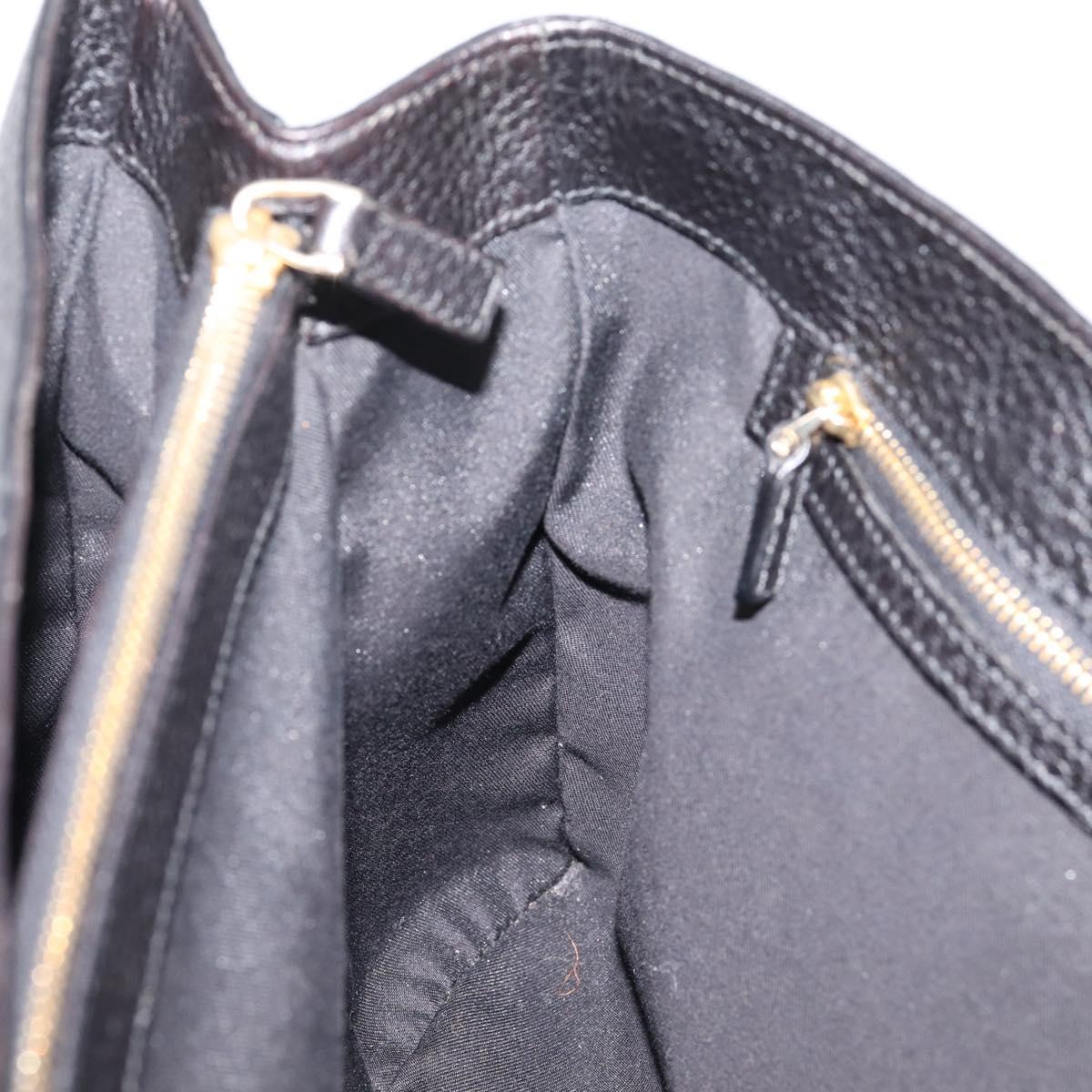 GUCCI Hand Bag Leather Black Gold 131325 Auth BA15848V