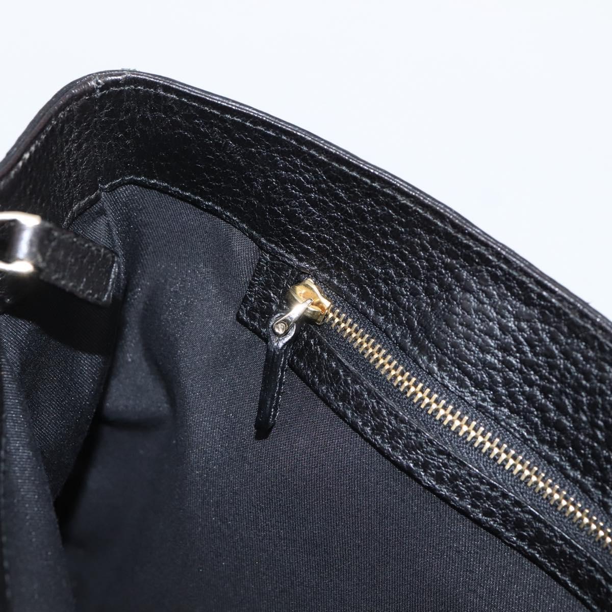 GUCCI Hand Bag Leather Black Gold 131325 Auth BA15848V