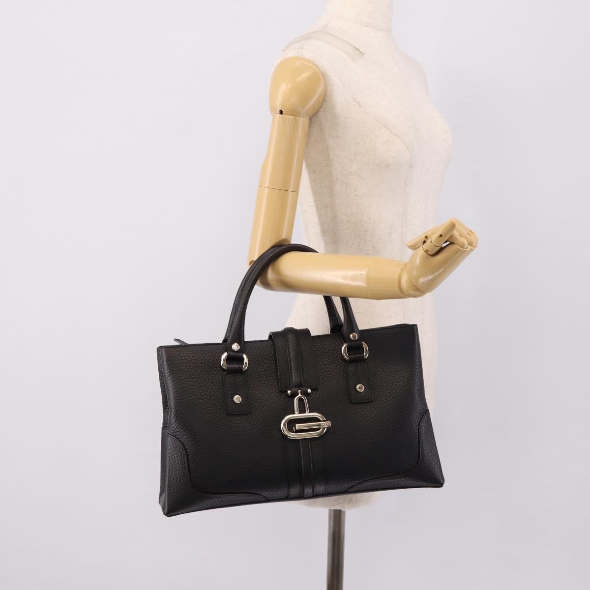 GUCCI Hand Bag Leather Black Gold 131325 Auth BA15848V