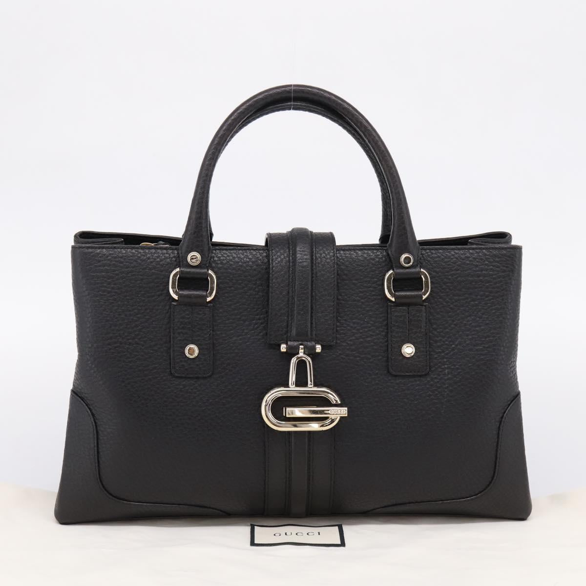 GUCCI Hand Bag Leather Black Gold 131325 Auth BA15848V