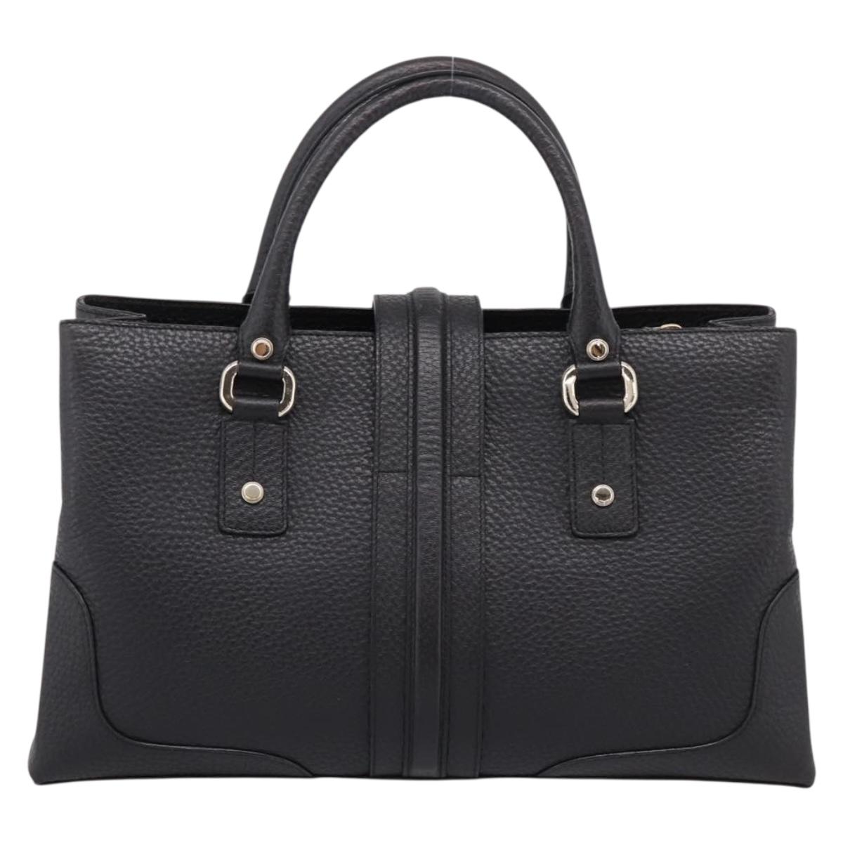 GUCCI Hand Bag Leather Black Gold 131325 Auth BA15848V