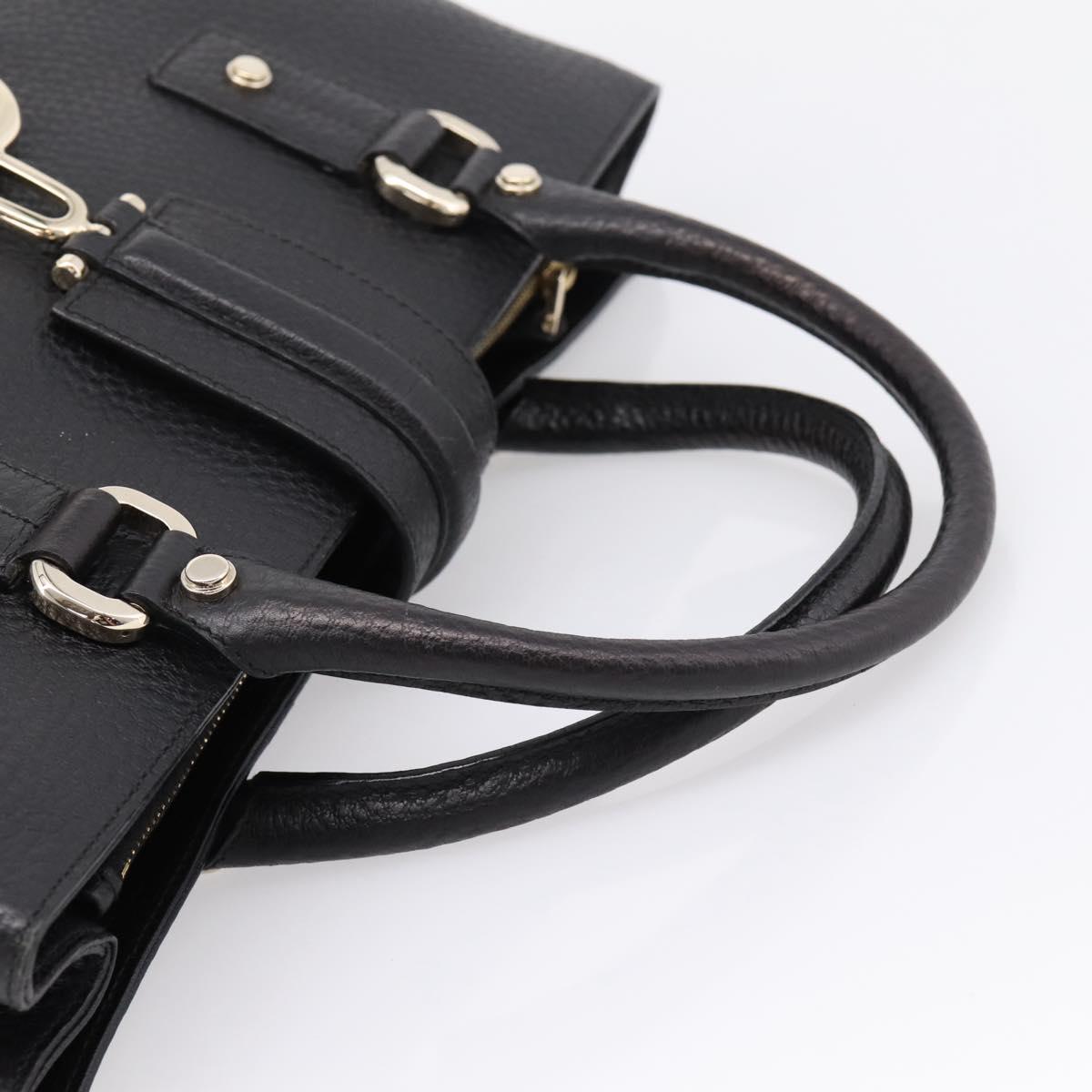 GUCCI Hand Bag Leather Black Gold 131325 Auth BA15848V