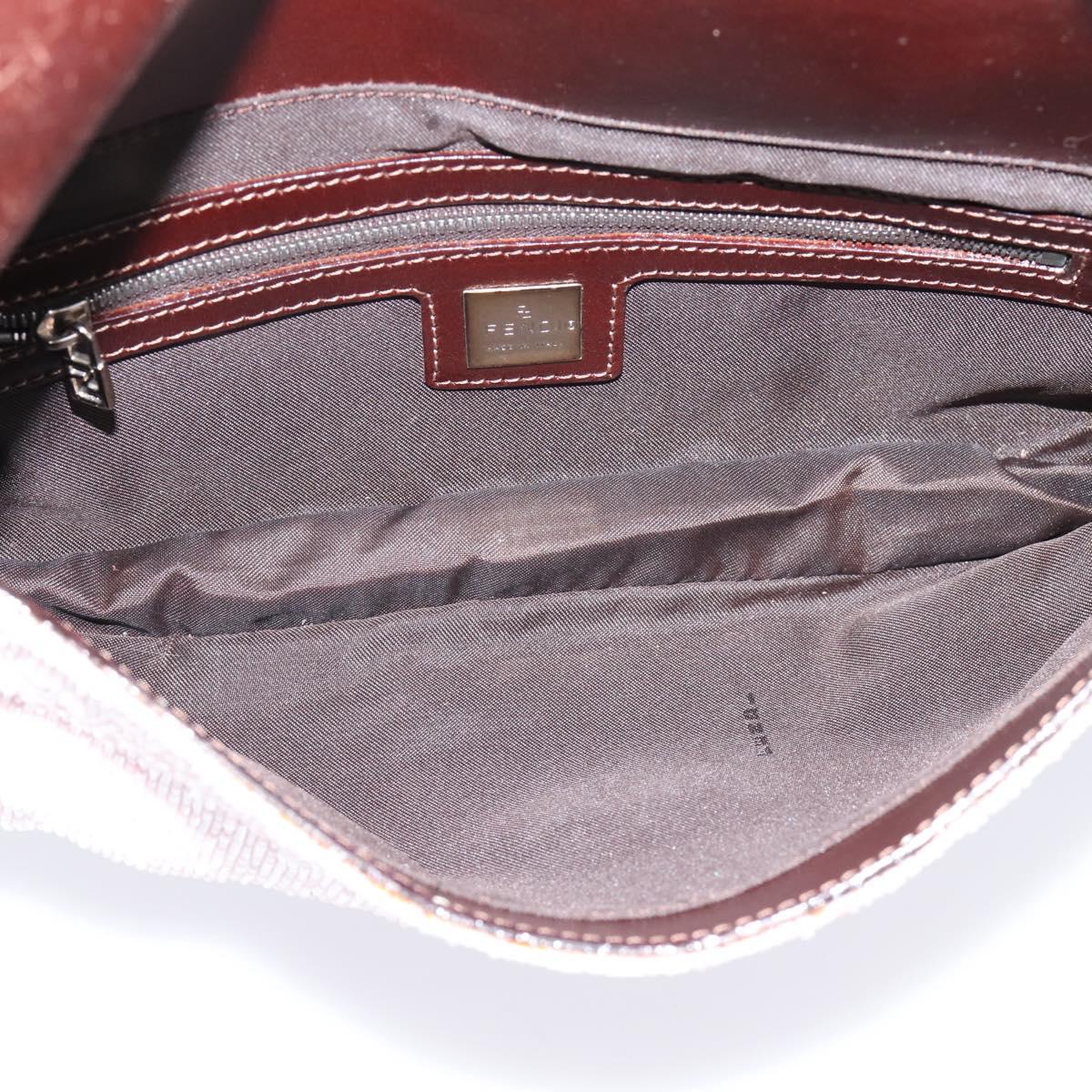 FENDI Mamma Baguette Shoulder Bag Beads Pink Silver Auth BA15851SAV