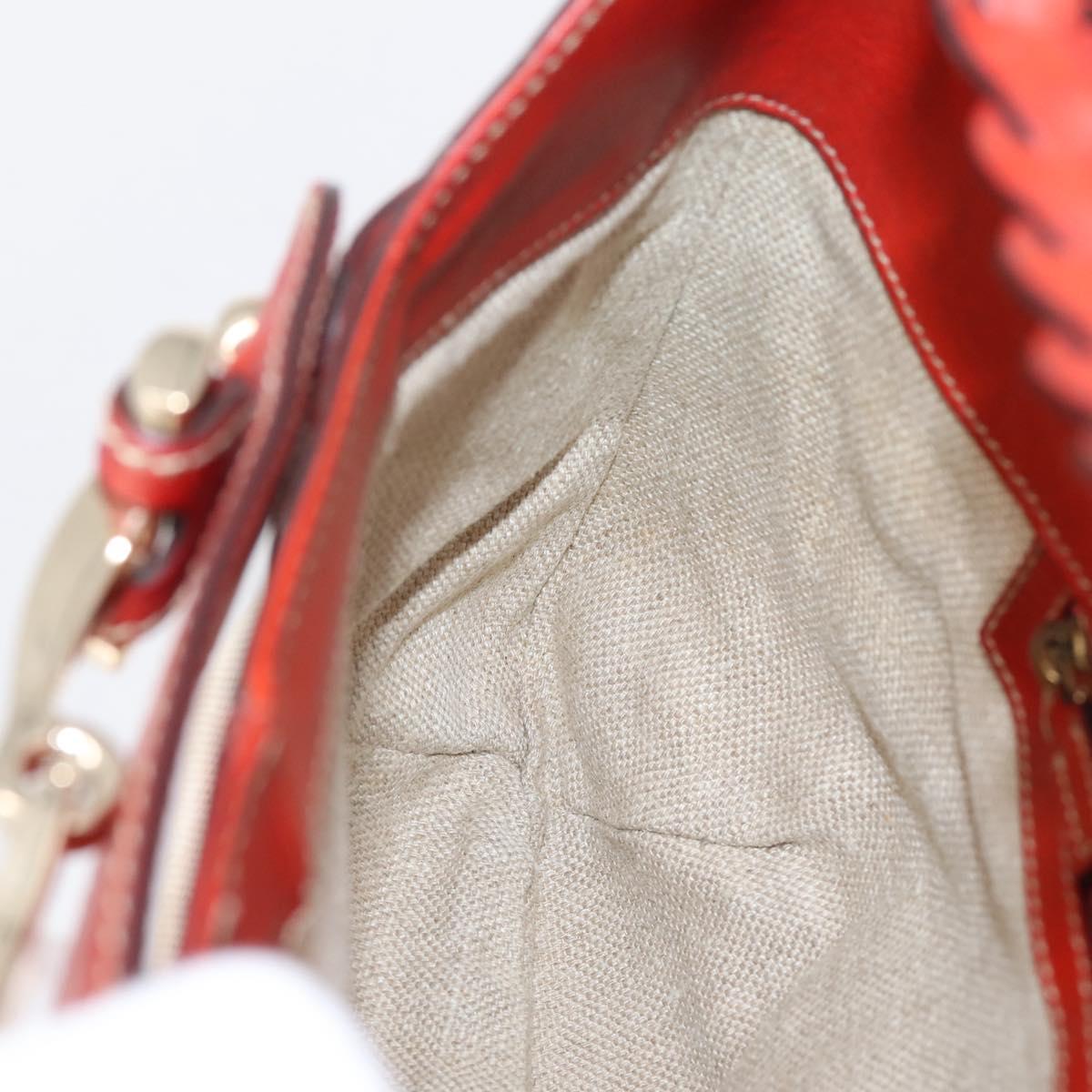 GUCCI Horsebit Shoulder Bag Canvas Ivory Gold 137592 Auth BA15852A