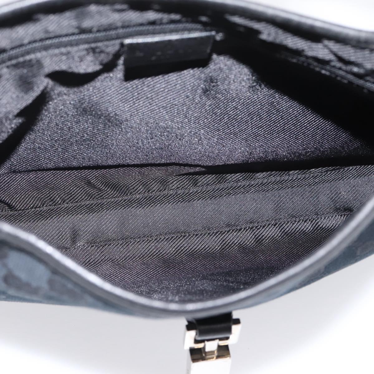 GUCCI GG Canvas Shoulder Bag Black Silver 001 3306 Auth BA15854V