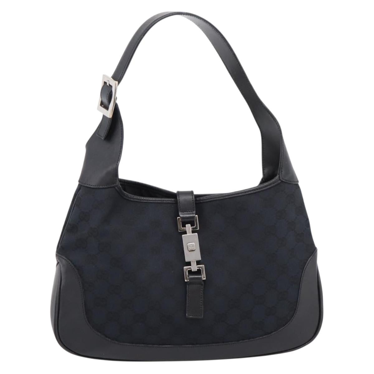 GUCCI GG Canvas Shoulder Bag Black Silver 001 3306 Auth BA15854V