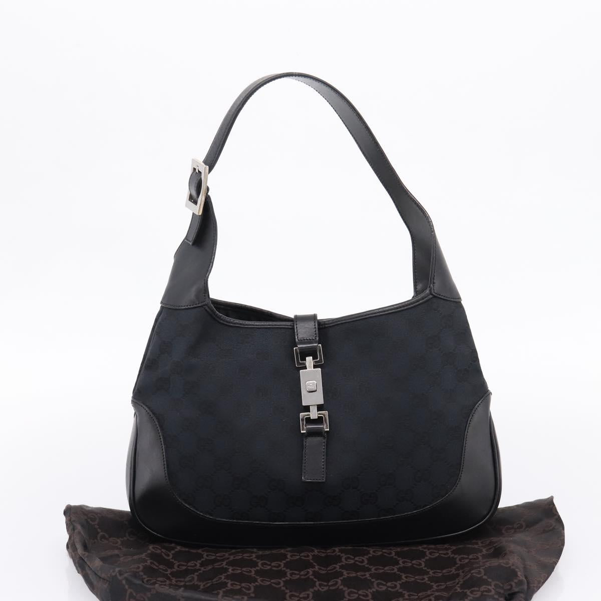 GUCCI GG Canvas Shoulder Bag Black Silver 001 3306 Auth BA15854V