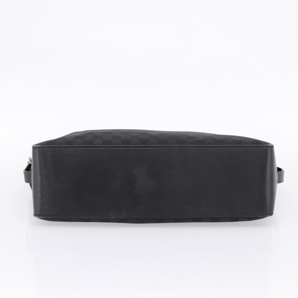GUCCI GG Canvas Hand Bag Leather Black Silver 106251 Auth BA15859