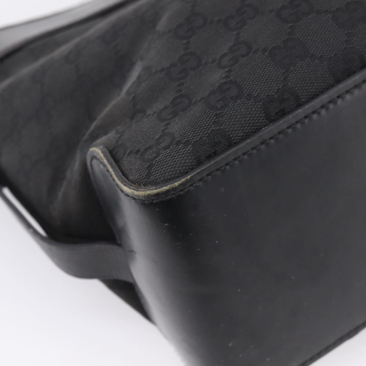 GUCCI GG Canvas Hand Bag Leather Black Silver 106251 Auth BA15859